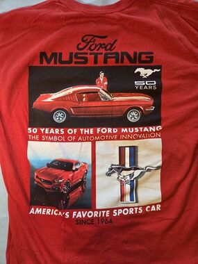 Ford Mustang 50 Years Graphic T-Shirt Red Men’s Large Cotton